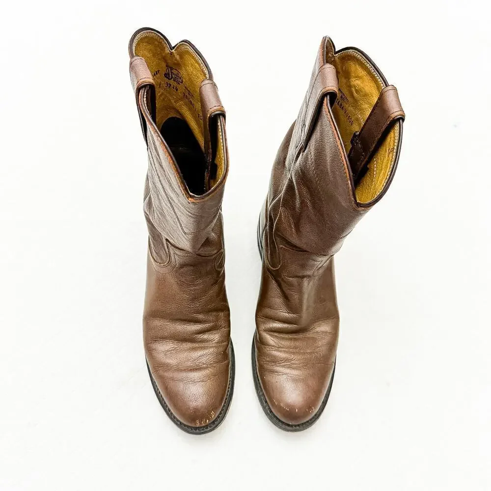 Justin's Men's Brown Cowboy Boot Calf Height Western Rancher Size 6.5